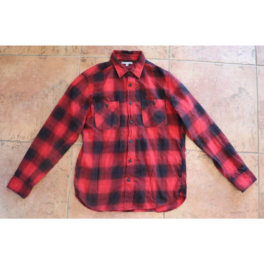 Uniqlo Mens Flannel Shirt Soft Long Sleeve Button Up Red Plaid Pockets Sz M